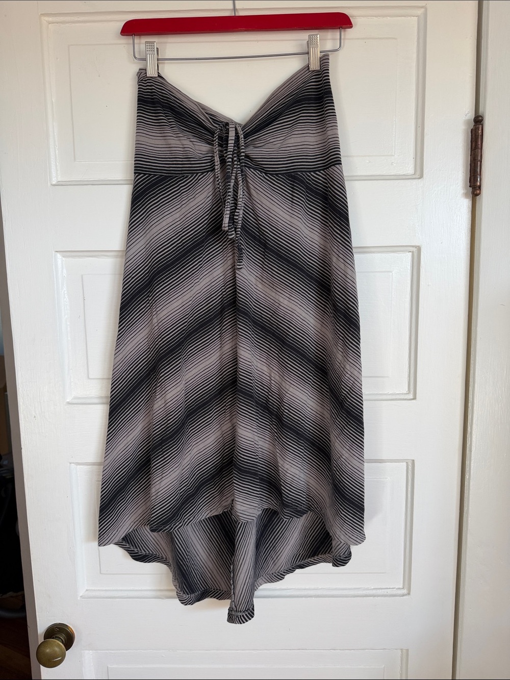 Patagonia Kamala Dress/skirt Black Striped High-Low Hem size S